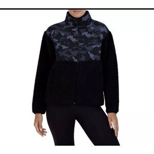 Reebok Women's Super Soft Gravity Sherpa Jacket with Pockets SizeM Black /Grey